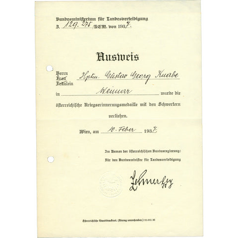 Lieutenant Gustav George Knabe WWI German Military Memorabilia Lot, Medals, Documents