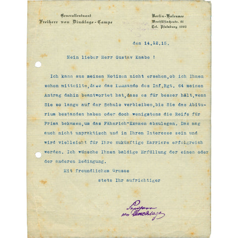 Lieutenant Gustav George Knabe WWI German Military Memorabilia Lot, Medals, Documents