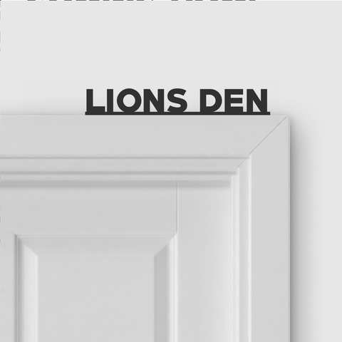 LIONS DEN door topper and door tag