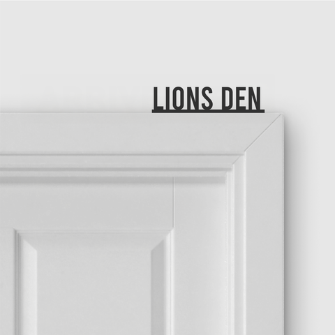 LIONS DEN door topper and door tag