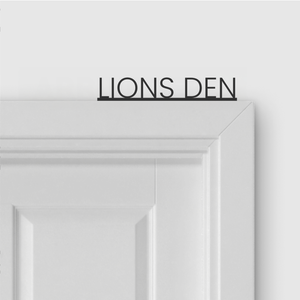 LIONS DEN door topper and door tag