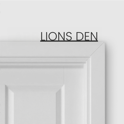 LIONS DEN door topper and door tag