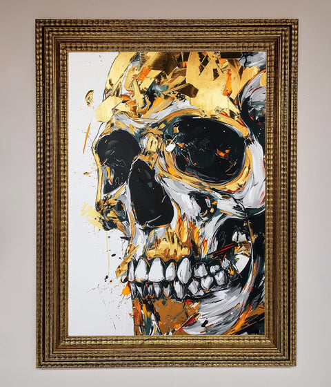 Liquid Gold Skull Framed Print