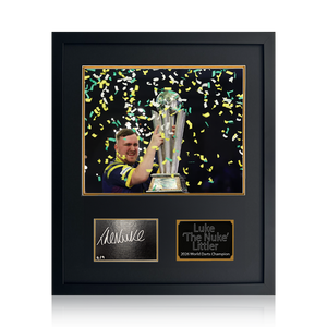 Luke Littler 2026 World Champion Signed Cut 4/9 Compact Frame