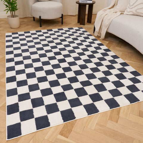 Tapis damier bleu Loft