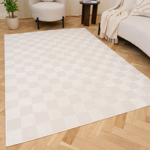 Loft Schachbrettmuster Crème Teppich