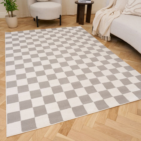 Tapis gris à damier Loft