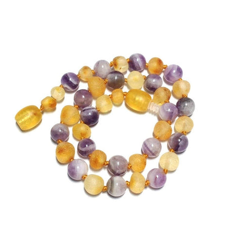 Kinder Purple Rain roher Honig Amethyst Edelstein Bernstein Halskette