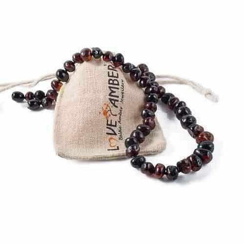 Childs Blackforest Polished Dark Cherry Black Baltic Amber Bead Necklace