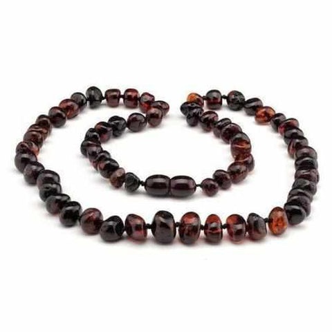 Childs Blackforest Polished Dark Cherry Black Baltic Amber Bead Necklace