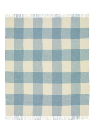 Lucy's  Sky Blue Checker Merino Throw Blanket