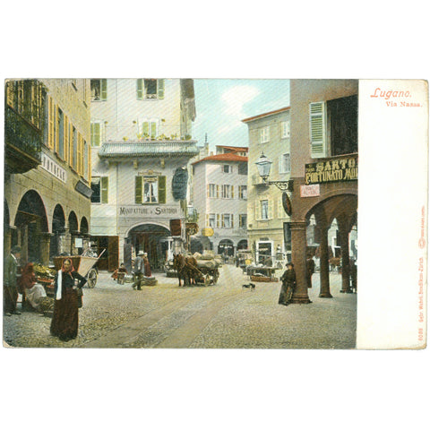 Lugano, Switzerland – Via Nassa – Postcard Early 20th Century