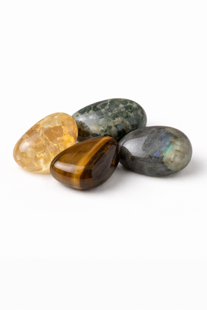 Money & Manifestation Crystal Kit – Citrine, Tiger’s Eye, Moss Agate & Labradorite Abundance Set