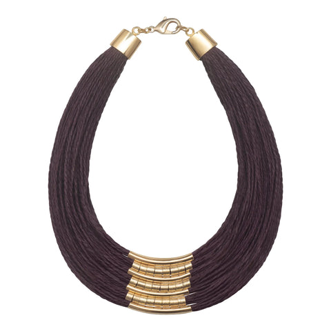 Collier en paille de riz doré Mãos da Terra