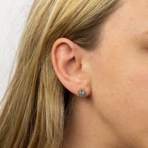Geburtsstein-Ohrringe für März, gelbvergoldet, mit Swarovski-Kristall E1539