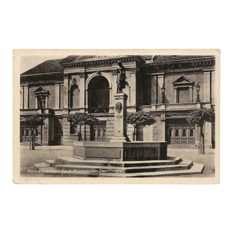 Memel (Klaipėda) Postcard of Simon Dach Fountain at Stadttheater