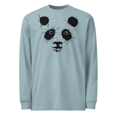 Agave men's heavyweight long sleeve tee, front with black ink-splatter panda artwork – ZIPZAPPA