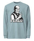 Agave men's heavyweight long sleeve tee, front with original black-and-white Peace Sign Monk artwork – ZIPZAPPA