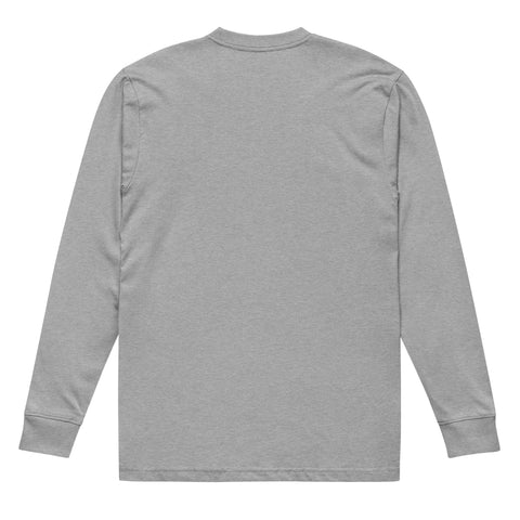 Carbon Grey men's heavyweight long sleeve tee, plain back view – ZIPZAPPA