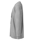 Carbon Grey men's heavyweight long-sleeve tee, left side view.