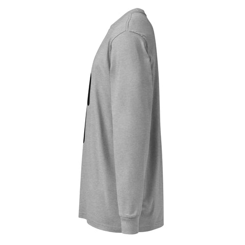 Carbon Grey men's heavyweight long-sleeve tee, left side view.