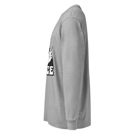 Carbon Grey men's heavyweight long sleeve tee, left side view – ZIPZAPPA