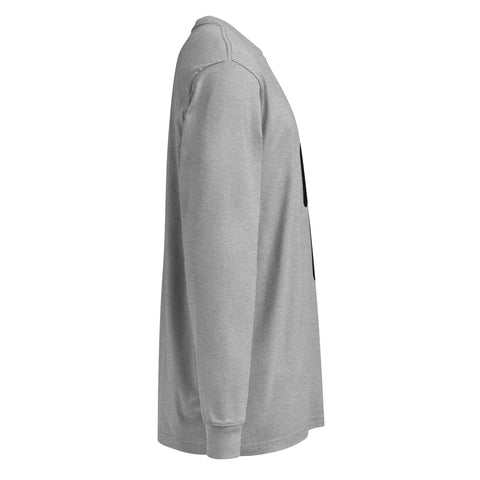 Carbon Grey men's heavyweight long-sleeve tee, right side view.