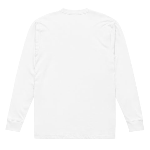 White men's heavyweight long sleeve tee, plain back view – ZIPZAPPA