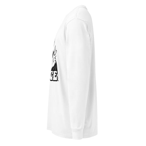 White men's heavyweight long sleeve tee, left side view – ZIPZAPPA