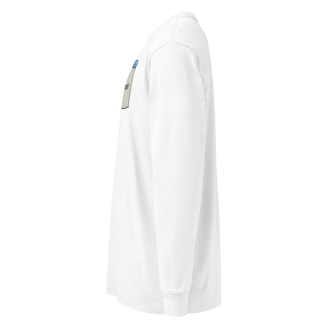 White men's heavyweight long sleeve tee, left side view – ZIPZAPPA