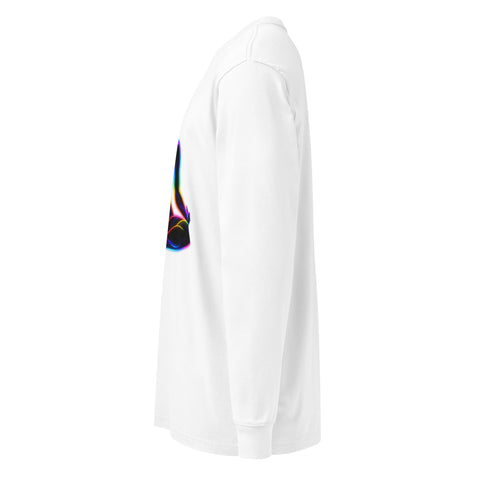 White men's heavyweight long sleeve tee, left side view – ZIPZAPPA