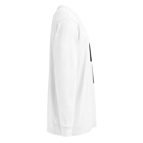 White men's heavyweight long-sleeve tee, right side view.