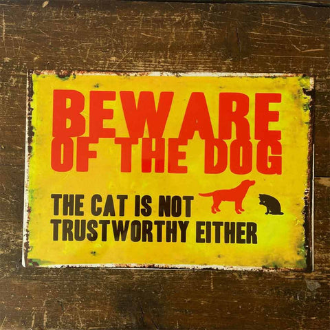 Rusty Distressed Effect Metal Beware of Dog Sign
