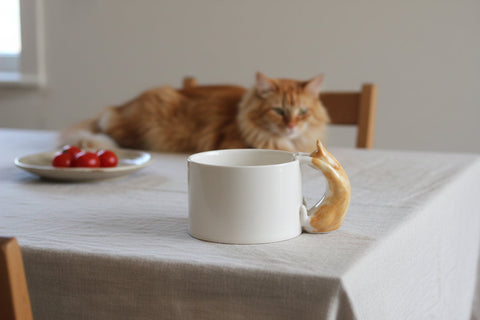 Ginger Cat Handle Mug – Handcrafted Ceramic