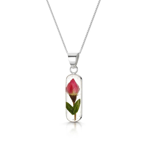 Miniature Rose necklace 'Leela' Oval pendant Necklace. Valentines day gift