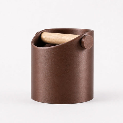 Minimalist Espresso Knock Box with Oak Bar