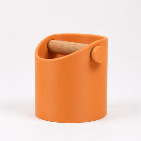 Minimalist Espresso Knock Box with Oak Bar