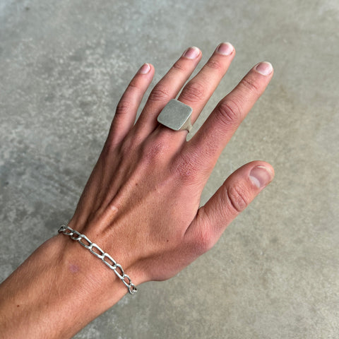 Minimalist Square Silver Ring