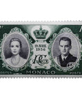 Monaco 1956 1 F - Monegasque Franc Postage Stamp Grace Kelly, Prince Rainier III, crown and monogram