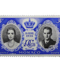 Monaco 1956 3 F - Monegasque Franc Postage Stamp Grace Kelly, Prince Rainier III, crown and monogram