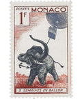 Monaco Stamp 1955 1 Monegasque franc African Elephant (Loxodonta africana) with Anchor Rope