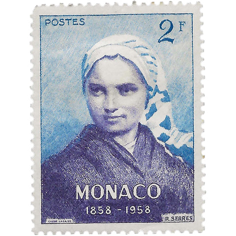 Monaco Stamp 1958 2 Monegasque franc Bernadette Soubirous (1844 - 1879)