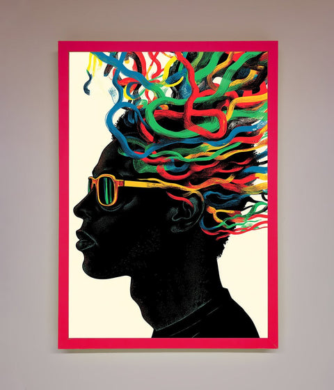 Multicolour Noodle Hair Framed Print