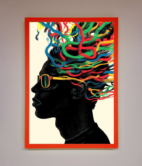Multicolour Noodle Hair Framed Print