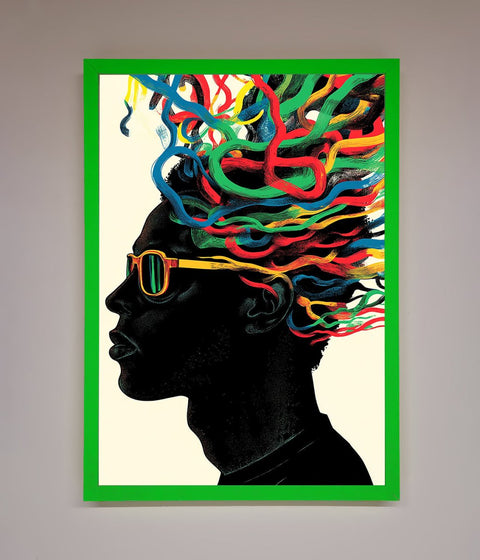 Multicolour Noodle Hair Framed Print