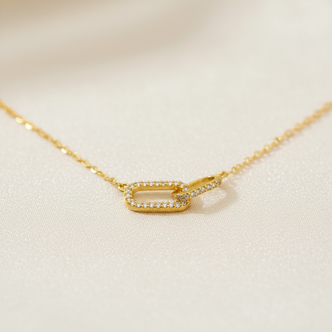 Collier à maillons éternels plaqué or 18 carats Ameya