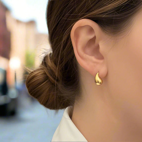 Boucles d'oreilles Ameya en forme de larme, plaquées or 18 carats, argent sterling 925, design moderne