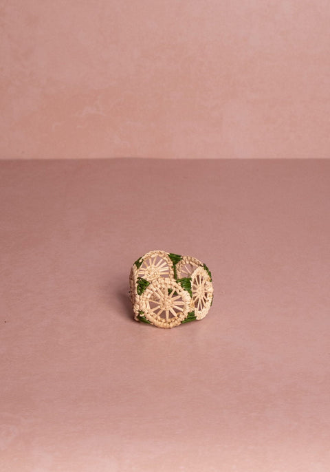 Atlántico Iraca Woven Napkin Ring, Green - Set of 4