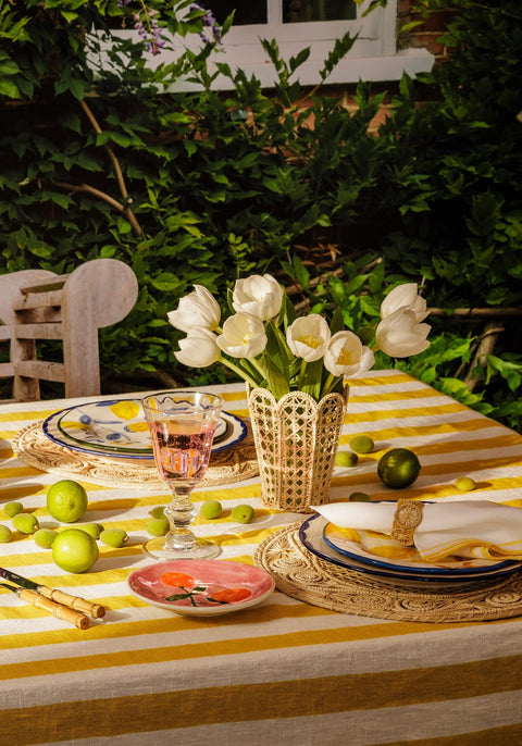 Atlántico Iraca Woven Napkin Ring, Yellow - Set of 4