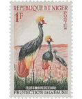 Niger Stamp 1960 1 West African CFA franc Black Crowned Crane (Balearica pavonina)